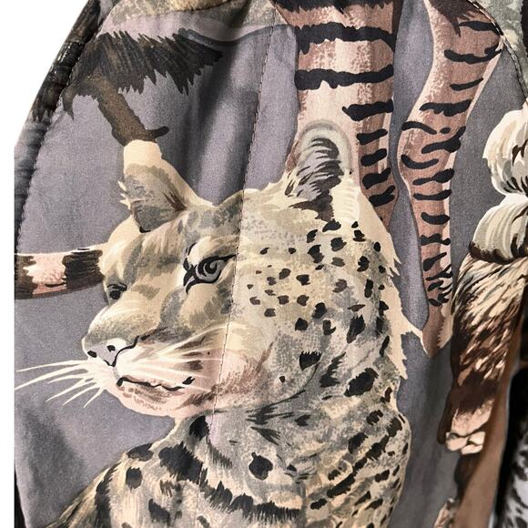 VINTAGE Adam Douglass Womens Puff Jacket Blazer Animal Print  Gray - Picture 6 of 9